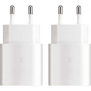2 Pack Chargeur Super Rapide Type C 25W Pour Samsung Galaxy A55 A54 A53 A34 A20E A14 A13 M54 S25 S24 S23 S22 S21 S20 Fe Ultra Plus S10 Pour Iphone, Ipad, Super Fast Charging Usb C Chargeur Secteur - Neuf