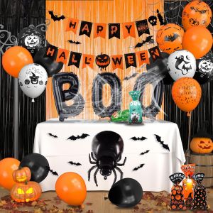 SJZG-2024 Ballon Halloween,Araignées Kit Ballons Halloween, 46 Pièces Fête Kit Decoration Halloween, Araignée Orange Noir Ballon Pour Enfant Party, Sac De Bonbons Boo Bat Ballons - Neuf