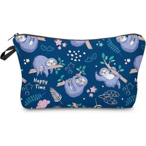 Petit Trousse De Maquillage Paresseux Bleu Happy Time Imprimé Sac À Cosmétiques Pour Sac À Main Femmes Pochette Organisateur Sacs Pour Un Cadeau(52032) - Neuf