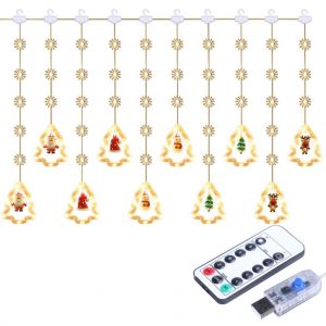 HJLIAN Guirlande lumineuse de Noel a LED, etoile, sapin de Noel, bonhomme de neige, Pere Noel, pour decoration interieure et exterieure, fete, mariage, vacances - Neuf