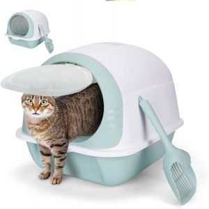 Znm Bac À Litière Pour Chat,Litière Pour Chat Fermée Pour Anti Odeur Avec Pelle,Compartiment Inférieur Amovible Avec Filtre Charbon Anti-Odeurs,Nettoyage Facile,50x35x37cm - Neuf