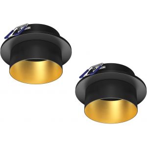 Ledscom.De Cadre De Montage Au Plafond Kron, Rond, Noir/Or Mat - Neuf