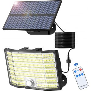 Lampes Solaires D'extérieur Avec Détecteur De Mouvement, 1 Pièce 226 Led, 3 Modes, Spot Solaire Ip65, Étanche Ip65, Angle D'éclairage 180°, Applique Murale Solaire Pour Jardin, Avec Câble De 5 - Neuf