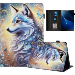 Coque Pour Samsung Galaxy Tab A6 10,1 Pouces Sm-T580/T585 Impression Graphique Housse En Tablette Cuir Pu Protection Pour Samsung Galaxy Tab A6 10,1 Sm-T580/T585 Loup Blanc - Neuf