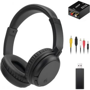 Casque sans Fil pour TV, Casque Supra-Auriculaire Bluetooth 5.3 avec Fonction Radio RM, Casque TV sans Fil Léger pour Personnes âGées, 30 Heures de Lecture, Port Confortable sans délai Audio, Noir - Neuf
