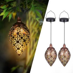 G&ouml;rvitor Lot De 2 Lanternes Solaires D'ext&eacute;rieur En M&eacute;tal Pour L'ext&eacute;rieur, Avec Ip44, &Eacute;tanche, Blanc Chaud, Led, Lampes Solaires Orientales Pour L'ext&eacute;rieur, Suspendues Pour Jardin, Balcon - Neuf