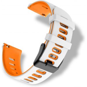 Cheng-Bracelet Silicone Pour Largeur Pattes De Montre 20mm, Doux Et Confortable, &Eacute;tanche, Bracelet De Remplacement Sport Pour Hommes Femmes - Blanc Orange - Neuf