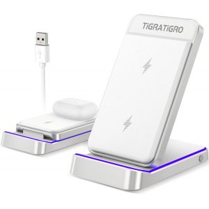 Chargeur Sans Fil 15w - Induction Stand - Support De Charge Rapide Qi Pliable, Compatible Iphone 12-16/Samsung Galaxy - Design &Eacute;l&eacute;gant Argent[Gyc961093] - Neuf