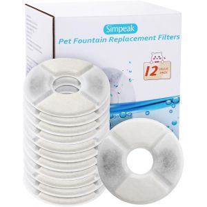 Filtre Fontaine Eau Chat,12pcs Filtres De Remplacement De Pour 1,6-2,5l Fontaine Chat Chien, Filtres De Rechange Avec Charbon Actif Et R&eacute;sine &Eacute;changeuse D'ions - Neuf