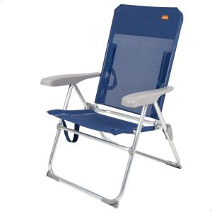 Ulteronixshop-62661 - Chaise De Plage Pliante Slim, Inclinable 6 Positions Anti-Roulis Bleu Marine, Dimensions 47x60x94cm, Mati&egrave;re : Aluminium, R&eacute;sistant, Poids Maximum Support&eacute; 110 Kg - Neuf
