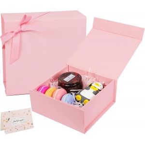 Boîtes Cadeaux Avec Couvercle, 18 X 17 X 8 Cm, Boîte Cadeau Magnétique Rose Avec Ruban, Boîtes Pliantes Pour Fête D'anniversaire, Demoiselle D'honneur, Cadeaux De Noël - Neuf