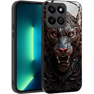 Kal-Coque Pour Honor 200 Smart - Motif Abstrait Artistique Géométrique Arrière Verre Étui, Antichoc Anti-Rayures Antidérapant Housse (Tiger) - Neuf