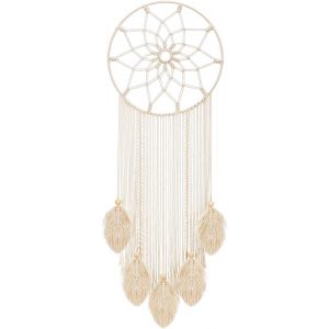 Gros attrape-rêves en macrame, décoration murale bohème, avec pom-pom plumes tissé pour chambre ado, chambre d'enfant, de dortoir, de donation, de chic et de 91,4 cm (L) x 33 cm (l). - Neuf