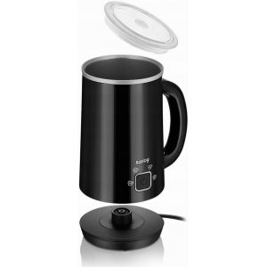 CMWS-Huslog Mousseur à Lait Électrique 4 en 1, 500W, 240ml, Mousse Chaude & Froide, Chauffe-Lait, Inox Antiadhésif, Arrêt Automatique, Silencieux, pour Café, Chocolat & Cappuccino, Noir Brillant - Neuf