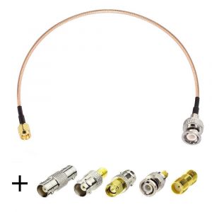 C&acirc;ble SMA 1m SMA M&acirc;le &agrave; M&acirc;le RG316 C&acirc;ble Antenne TV avec Kit de 5 Adaptateurs SMA vers 50Ohm pour Antennes R&eacute;seau Sans Fil WiFi Radio Antenne Externe - Neuf