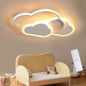 Subzonal-Plafonnier Led Enfant En Forme De Nuage 42cm, 32w 2700lm, Dimmable & R&eacute;glable 3000k-6500k Avec T&eacute;l&eacute;commande, Lumi&egrave;re Plafond Blanc Moderne Pour Chambre Enfant, Salon, Couloir - Neuf