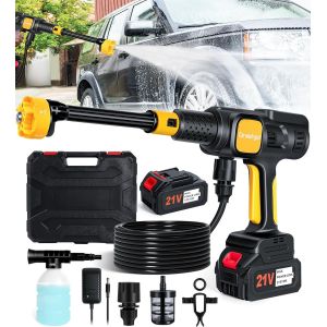 SUBZONAL-Nettoyeur Haute Pression sans Fil, 68Bar Pistolet Haute Pression avec Buse Réglable 6 en 1, 8000mAh Nettoyeur Haute Pression Batterie, Hydrojet Nettoyeur Hautes Pressions Portable pour Voitu - Neuf