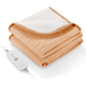 Ulteronixshop-Surmatelas Chauffant &eacute;lectrique avec 4 Niveaux de Chaleur, Chauffage Rapide, arr&ecirc;t Automatique apr&egrave;s 10 Heures, Lavable en Machine, Protection Contre la surchauffe et 150 x 80 cm (Camel - Neuf