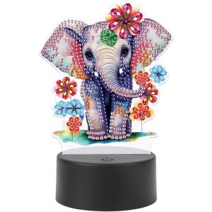 Ayuhr-Diamond Painting Lampe De Chevet Touch Diamond Painting Éléphant Led Lampe De Table Veilleuse Prise Usb Lampe Led Mosaïque Diamant Peinture Art Cadeau Ornements Table Chambre Décoration - Neuf