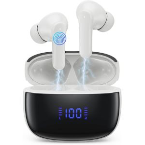 KALANKA-Ecouteurs Bluetooth sans Fil Sport, 2024 Écouteur Bluetooth 5.3 HiFi Stéréo avec 4 ENC Réduction Antibruit Mic, Oreillette Bluetooth Running IP7 50H Basses Profondes Casque Bluetooth Écran LC - Neuf