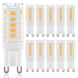 10 Pièces Ampoules Led G9 Blanc Chaud, 3w, 300lm, 3000k, Ampoule De Remplacement Ampoule Halogène G9 30w, Sans Scintillement, Non Variable Pour L'éclairage De Décoration, Lustre. - Neuf