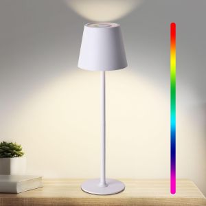 Lampe De Chevet, Rgb Lampe De Table Sans Fil, Avec Batterie 5200 Mah, Lampe De Table À Batterie Rechargeable Par Usb, Ip54 Étanche Pour Convient Aux Chambres, Salons, Restaurants - Neuf