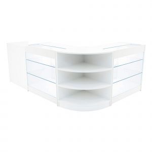 Comptoirs De Vente Mdf Blanc À Led Blancs Ensemble Astro Cm60 Tb60 K900 3 Unités De Rangement Étagères Internes Portes Coulissantes Verouillables Réception Bureau Vêtements Bijoux [Clés Inclus] - Neuf