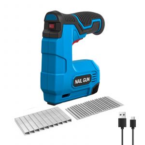 Agrafeuse &eacute;lectrique, agrafeuse &eacute;lectrique lithium-ion 2 en 1, kit de cloueur sans fil avec agrafes et clous, chargeur USB, pour tapisserie, r&eacute;paration de mat&eacute;riaux, menuiserie, bricolage - Neuf