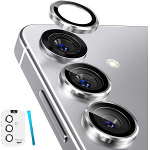 JGD-Protection Objectif Cam&eacute;ra pour Samsung Galaxy S25 6,2"", AR+AF Verre Tremp&eacute; & Alliage Aluminium Anneau Anti-Rayures 9H Cam&eacute;ra Arri&egrave;re Protecteur, HD Transparent [Pas pour S25+], Argent&eacute; - Neuf