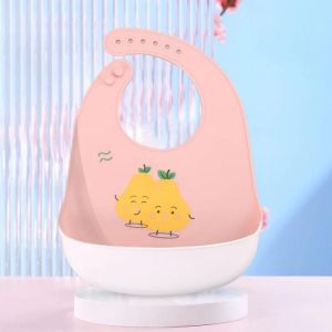 Bavoir En Silicone Imperm&eacute;able &Agrave; L'huile Pour B&eacute;b&eacute;-Serviette De Salive Ultra-Mince,Motif Poire - Neuf