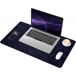 JGD-Tapis de Bureau Vieilli en Su&egrave;de et Cuir, Tapis de Bureau D'ordinateur Antid&eacute;rapant, Tapis de Souris et de Clavier Etanche, Sous-Main pour le Bureau et la D&eacute;coration Int&eacute;rieure (Bleu Fonc&eacute;, 60x34 - Neuf