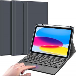 Clavier Pour Ipad (A16) 11Ème Génération 11 Pouces 2025, Ipad 10Ème Génération 10.9 Pouces 2022, [Pavé Tactile & Ranger Stylet] Clavier Azerty Sans Fil, Housse Multiposition, Gris Sidéral - Neuf