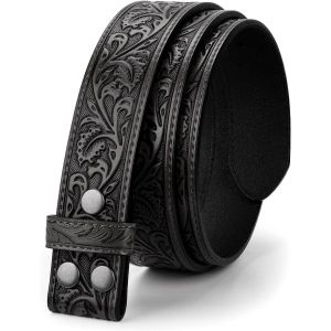 Cheng-Ceinture Western Pour Homme Sans Boucle - Largeur : 3,8 Cm - En Cuir Gaufré - Motif Floral - Neuf