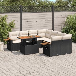 Prolenta Premium - Salon De Jardin 9 Pcs Avec Coussins Noir R&eacute;sine Tress&eacute;e - Neuf