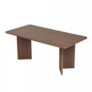 Table &agrave; manger en bois "Linza" 180 x 90 x 75 cm - Noyer - Neuf