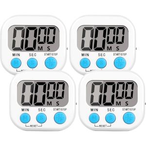 Eryi-4 Paquets Alarme Forte Minuteur De Cuisine, Magnetique Time Timer Avec Grand Écran Lcd, Timer Enfant Pour Étude, Exercer, Cuisson - Neuf