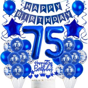 ChicSlick-Decoration Anniversaire 75 Ans Homme Bleu Marine,Ballons 75 Ans Anniversaire Bleu,75 Ans Décorations Anniversaire Homme,Ballon Anniversaire 75 Ans Bleu Marine Homme,75 Homme Ballon[X1213] - Neuf