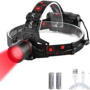 Lampe Frontale De Chasse Led Rouge Haute Performance Avec Zoom, Rechargeable, 1 000 Lumens, 3 Modes, Mise Au Point R&eacute;glable, Id&eacute;ale Pour Les Activit&eacute;s Nocturnes - Neuf