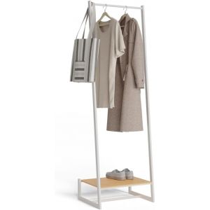 Mevronisshop-Portant A Vetement R&eacute;sistants Jusqu'&agrave; 24 Kg Hangy One 20 Avec &Eacute;tag&egrave;re &Agrave; Chaussures. Penderie Vetement M&eacute;talliques Avec Une Grande Stabilit&eacute; | Montage Facile | 50 X 40 X 160 Cm | Blanc - Neuf