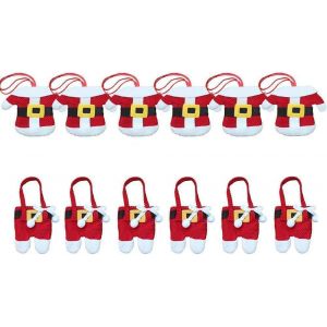 De 12 Pi&egrave;ces (6 Couches + 6 Pantalon) De No&euml;l, Des D&eacute;corations De Table De No&euml;l De L'Argenterie Des Titulaires De Santa Claus Costume D&icirc;ner Lieu Param&egrave;tres - Neuf