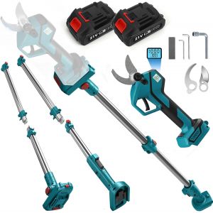 NouvelHorizonstore-S&eacute;cateur t&eacute;lescopique sans fil 2 en 1 avec perche t&eacute;lescopique avec 21V 4000 mAh, 50 mm Scie d'&eacute;lagage &eacute;lectrique S&eacute;cateur &agrave; batterie pour makita 18v LCD pour &eacute;laguer les arbres, l - Neuf