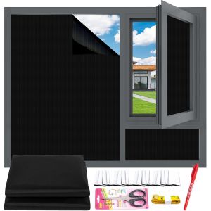 Kalanka-Store Occultant Fenetre - 300x145cm, Store Occultant Sans Percage Avec R&egrave;gle, Ciseaux, Marqueurs, 20 Attaches Auto-Adh&eacute;sives, Rideaux Occultants Pour Chambre, Cr&egrave;che, Bureau - Neuf