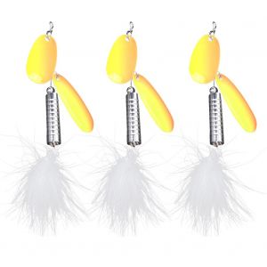 Lot De 3 Leurres De Peche Artificiels En Plumes Avec Cuillere Tournante Et Hamecon Triple Tacklegolden - Neuf