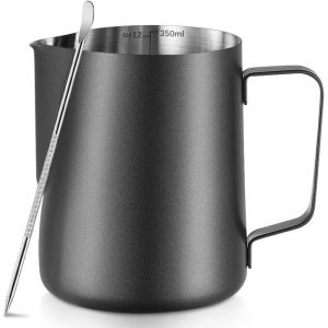 KAL-Pichet À Lait Moussant En Acier Inoxydable Avec Stylo Latte Art, Avec Mesures Internes, Pour Cappuccino, Expresso Et Plus Encore 350 Ml - Neuf