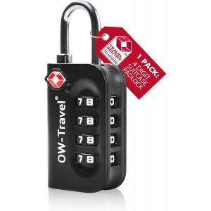 KALANKA-Cadenas TSA pour Valise. Cadenas Code 4 Chiffres Antivol pour Bagages Casier Rangement Tente Camping. TSA Bagages Combinaison USA. Accessoires de Voyage avion. Serrure Valise 1 Noir - Neuf