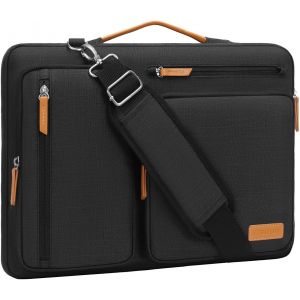 Sacoche Ordinateur Portable,Sacoche Pc Portable 13 Pouces Compatible Avec Macbook Air 13 M3 M2 M1/Pro 13,Sac Ordinateur Sac Messager C&ocirc;t&eacute; Ouvert Avec 4 Poches Zipper&Poign&eacute;e,Noir - Neuf