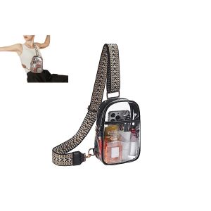 Sac bandouli&egrave;re transparent pour stades - Sac bandouli&egrave;re femme - Noir - Neuf