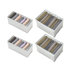 Lot de 4 organisateurs de v&ecirc;tements &agrave; sept compartiments pour rangement dans les armoires et les tiroirs - Neuf