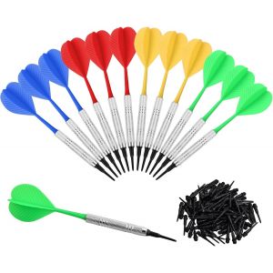 14g Flechette Pointe Plastique, 12 Fléchettes avec 100 Pointes pour Cible de Flechette Electronique, Flechette Pointe Plastique Professionnelle, Set de Flechettes à Pointe Souple pour Maison - Neuf
