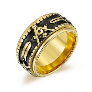 Bague Franc-Ma&ccedil;onnerie Rotative En Acier Inoxydable Hommes S Grande Cl&eacute; Bague Bague &Agrave; La Main Bijoux En Acier Inoxydable Bague De Mode Pour Hommes - Neuf